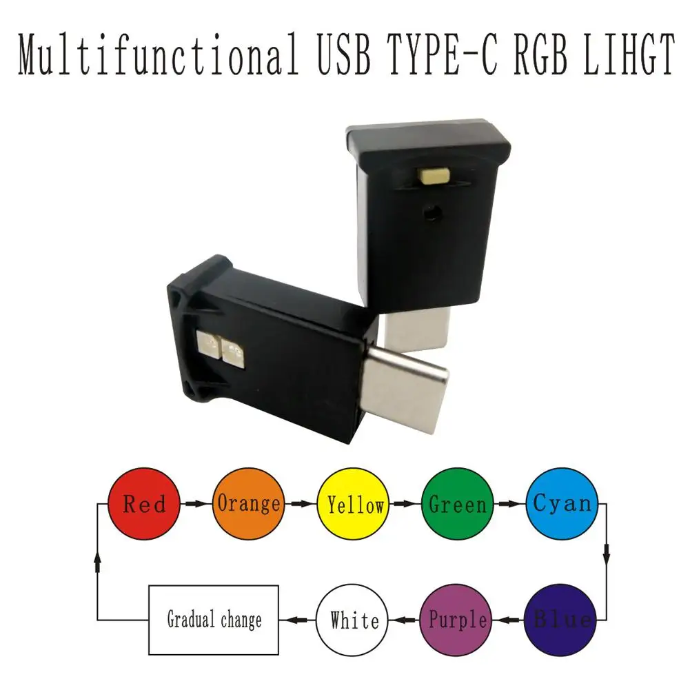 Typ C LED-Umgebungslicht, 8 Farben, RGB, dynamischer Farbverlauf – Bild 4