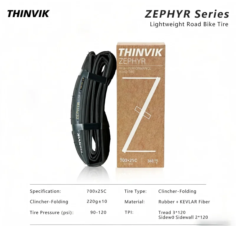 THINVIK 360TPI Rennradreifen 700x25/700X28C Leichtgewicht 220g/235g Trainings-Faltreifen Clincher