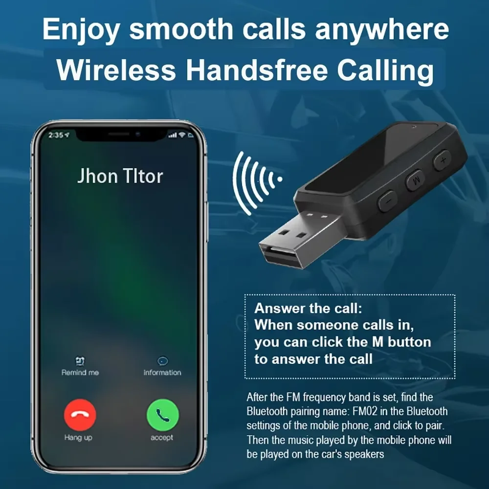 Auto Bluetooth 6,0 FM Sender Empfänger Freisprechen Anruf Mini USB – Bild 2