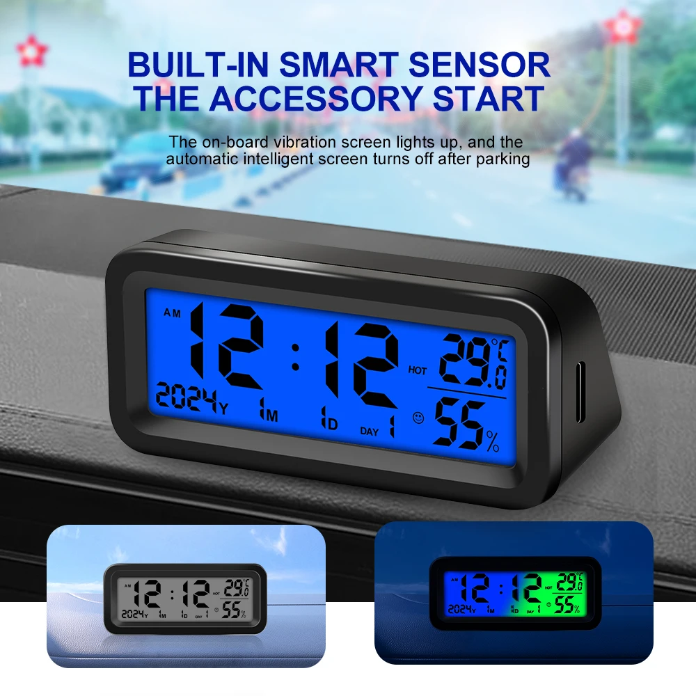 Solar/USB Auto Uhren Dashboard Thermometer Automotive Elektronische – Bild 4