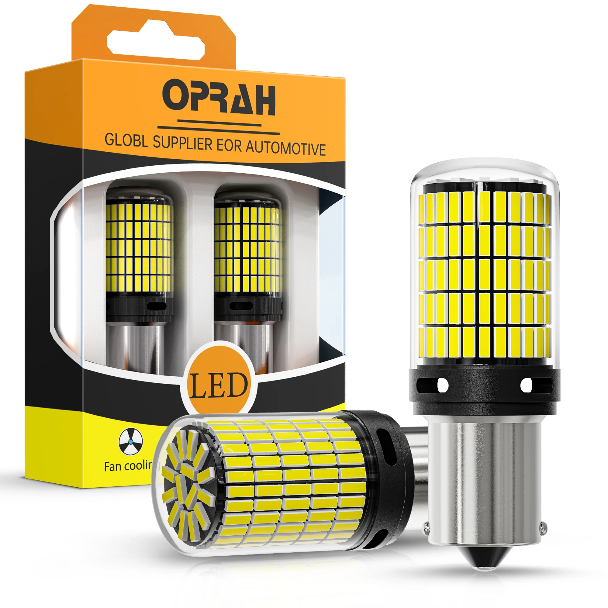 Oprah 2 x Hochleistungs-Auto-LED-Licht 1156 PY21W 1157 BAY15D P21/5 W 150 x 4014 SMD Canbus vorne/hinten
