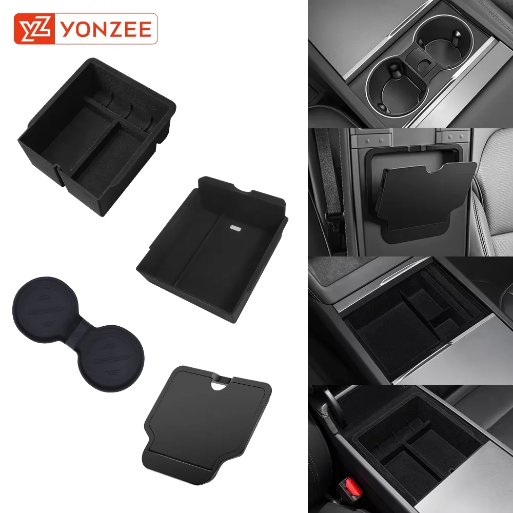 YZ Für Tesla Modell 3Y Highland Juniper 2021-2025 Lagerung Box Mittelarmlehne Versteckte Box Tasse Halter