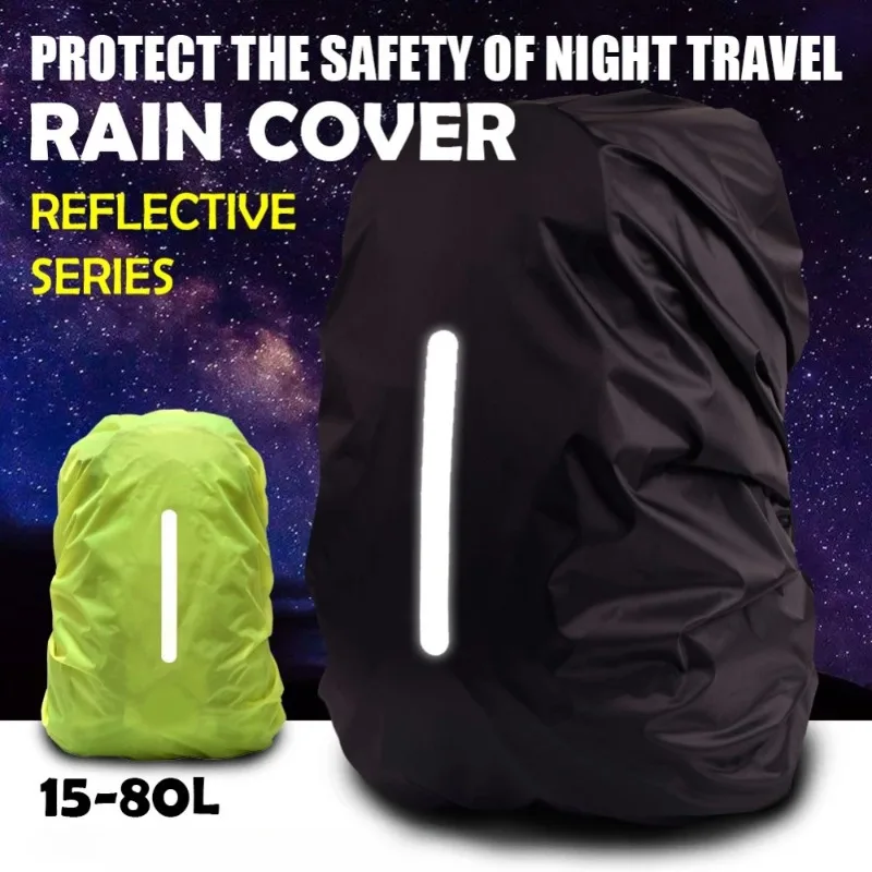 Reflektierende Wasserdichte Rucksack Regen Abdeckung Outdoor Sport Nacht Radfahren Sicherheit Licht Regen
