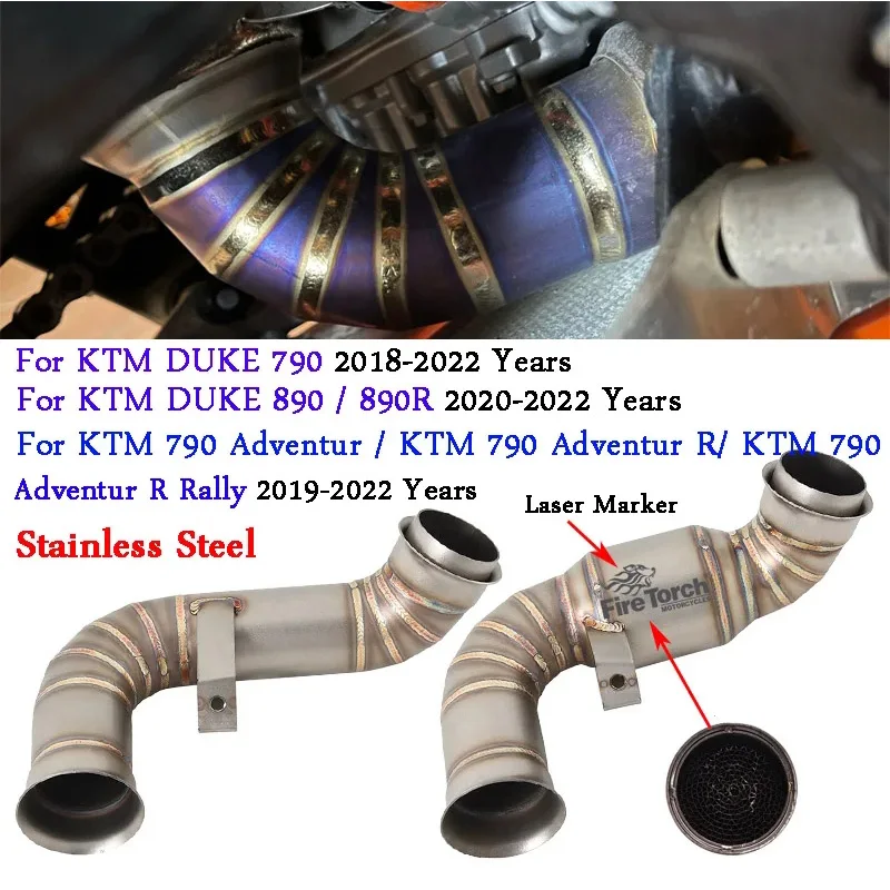 Slip On Motorrad Auspuff Mittleren Link Rohr Escape Moto Schalldämpfer Für KTM DUKE 790 890 Abenteuer R Rally