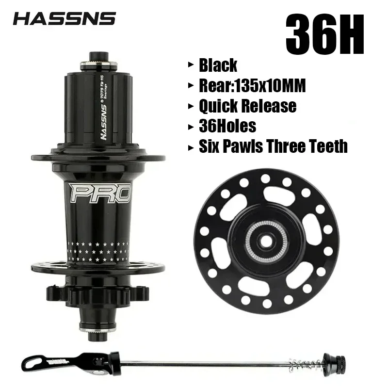 HASSNS Pro 7 36h Hinterradnabenlager 36 Löcher Freilauf MTB Fahrrad – Bild 6