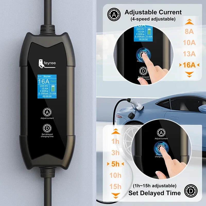 Feyree EV-Ladegerät Typ2 16 A 3,5 kW tragbare Ladebox 5 m Kabel – Bild 5
