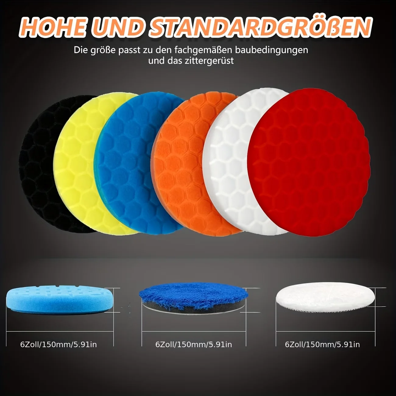4/5/6 Zoll 8-teiliges Auto-Polierpad-Set, selbstklebende Polier – Bild 2