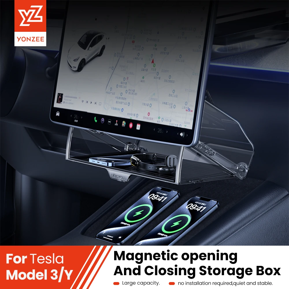 YZ Für Neue Tesla Highland Modell 3Y Wacholder Tablett Magnetische Unter Bildschirm Falten Lagerung Box ETC