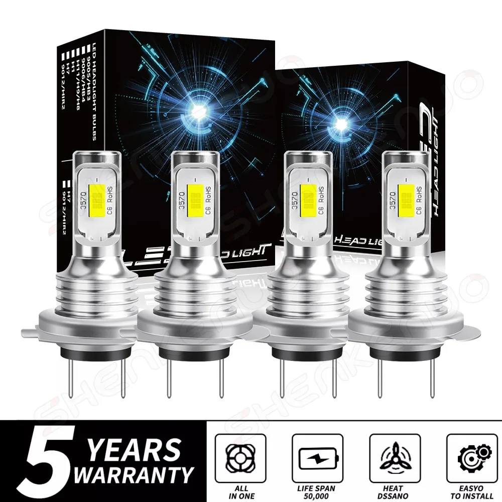 H7 LED-Scheinwerfer-KIT Combo-Lampen Fern- und Abblendlicht Superhelles Weiß 6000K (4 Stück)
