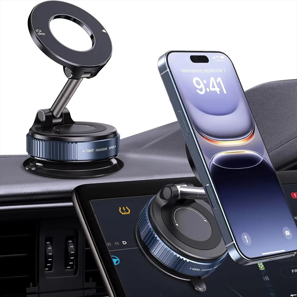 Magnetische Auto-Handyhalterung mit Vakuum-Saugnapf, faltbar