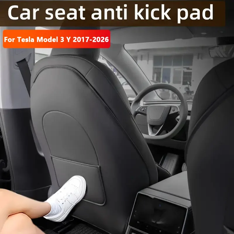 Auto Sitz Zurück Schutz Matte Für Tesla Modell 3/Y Volle Sitz Anti Kick Pad Leder Anti Scratch Protector