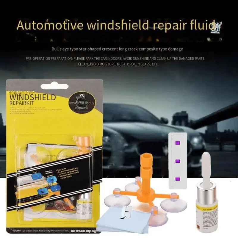 Windschutzscheiben-Reparaturset - DIY-Schnellreparaturlösung für Risse und Schäden, inklusive UV-härtendem