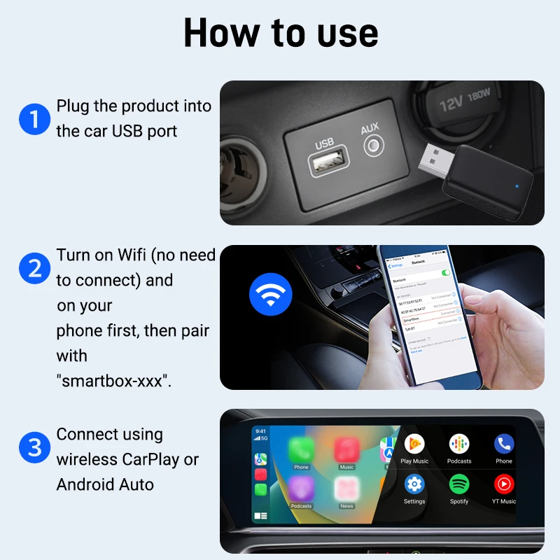 2026 NEU Kabelgebundenes zu Kabelloses CarPlay und Android Auto 2-in-1 – Bild 5