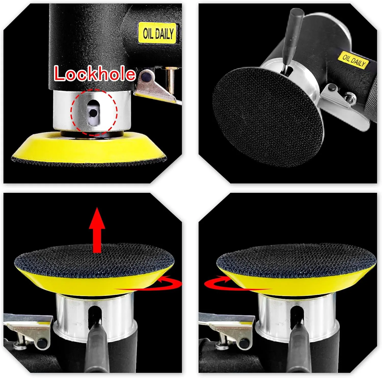 Druckluftschleifer 25mm/50mm/80mm Exzenterschleifer-Set mit Polier – Bild 4