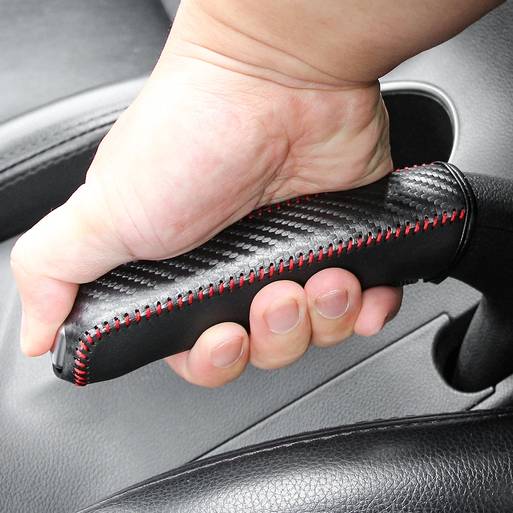 Kohle faser Auto Leder Handbremse Abdeckung Schutzhülle Hand brems schutz Auto Interieur Zubehör