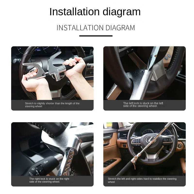 Auto Lenkrad Schloss Anti-Diebstahl Auto Gerät Universal Fit – Bild 6
