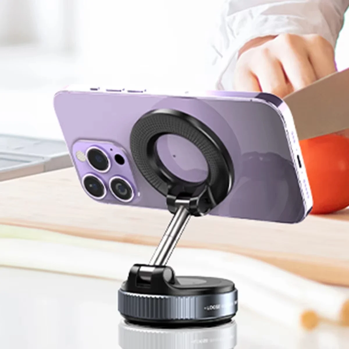 Autotelefon-Magnetständer, mechanischer Vakuum-Saugnapf, um 360° – Bild 2