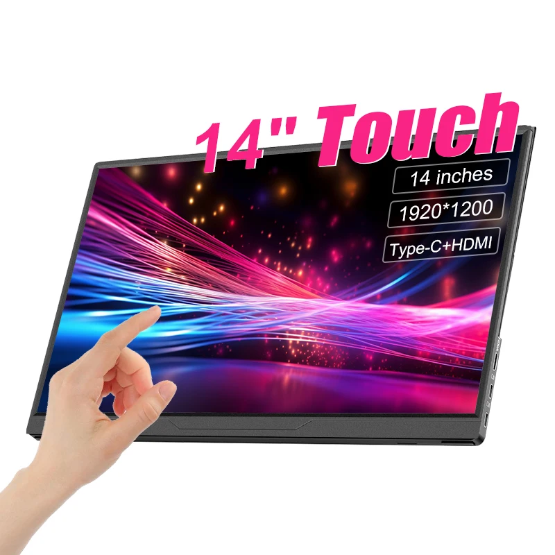 14 Zoll Tragbarer Touchscreen-Monitor Ultra-dünn 1200P IPS USB-C HDMI Externer Zweitbildschirm für Laptop PC