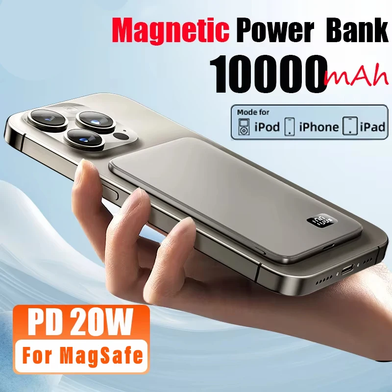 10000 mAh ultradünne Powerbank für MagSafe, magnetischer kabelloser Schnelllade-MacSafe-tragbarer Akku