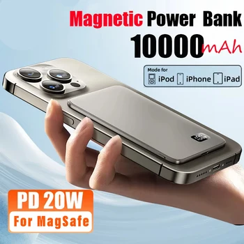 10000 mAh ultradünne Powerbank für MagSafe, magnetischer kabelloser Schnelllade-MacSafe-tragbarer Akku