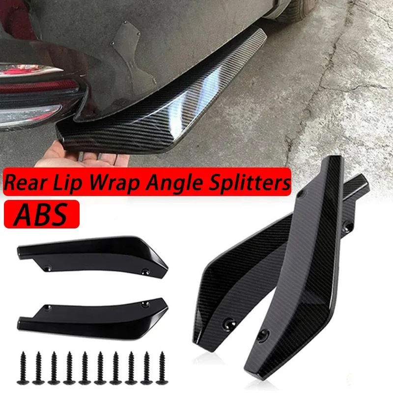 2er-Set Universal Auto Heckstoßstangen-Diffusor Splitter Spoiler Kratzschutz Schwarz Carbonfaser