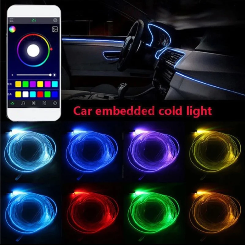 LED Auto Innenraum Umgebungs streifen Lichter RGB Glasfaser Atmosphäre – Bild 5