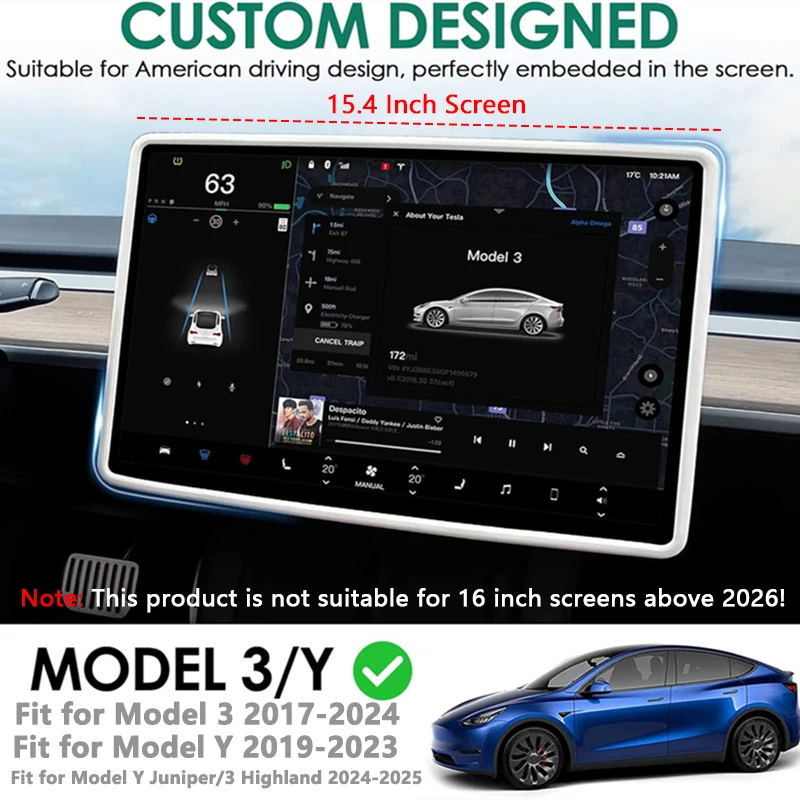 Tesla Modell 3/y Silikons chutz rahmen Kanten abdeckung Zentral steuerung Display Navigation Displays chutz