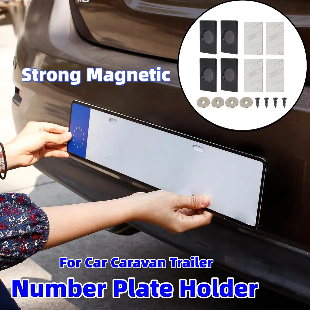 Starke Magnetische Kennzeichen Halter Universal Auto Kennzeichen Außen Zubehör Für Auto Caravan (4 Stück)