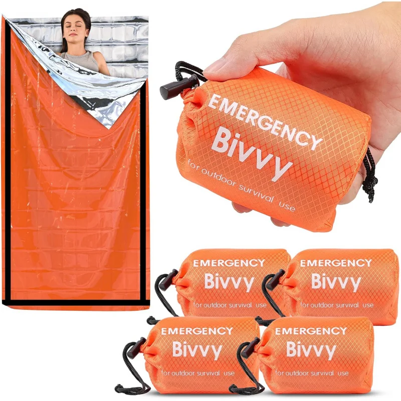 Notfall-Schlafsack, Überlebensdecke, Thermo-Mylar-Biwaksack, leichter, wasserdichter, tragbarer Unterschlupf
