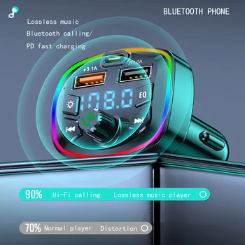 Auto-Freisprecheinrichtung Bluetooth-kompatibler 5.0 FM-Transmitter 2 Schneller MP3-Player Audio-Empfänger