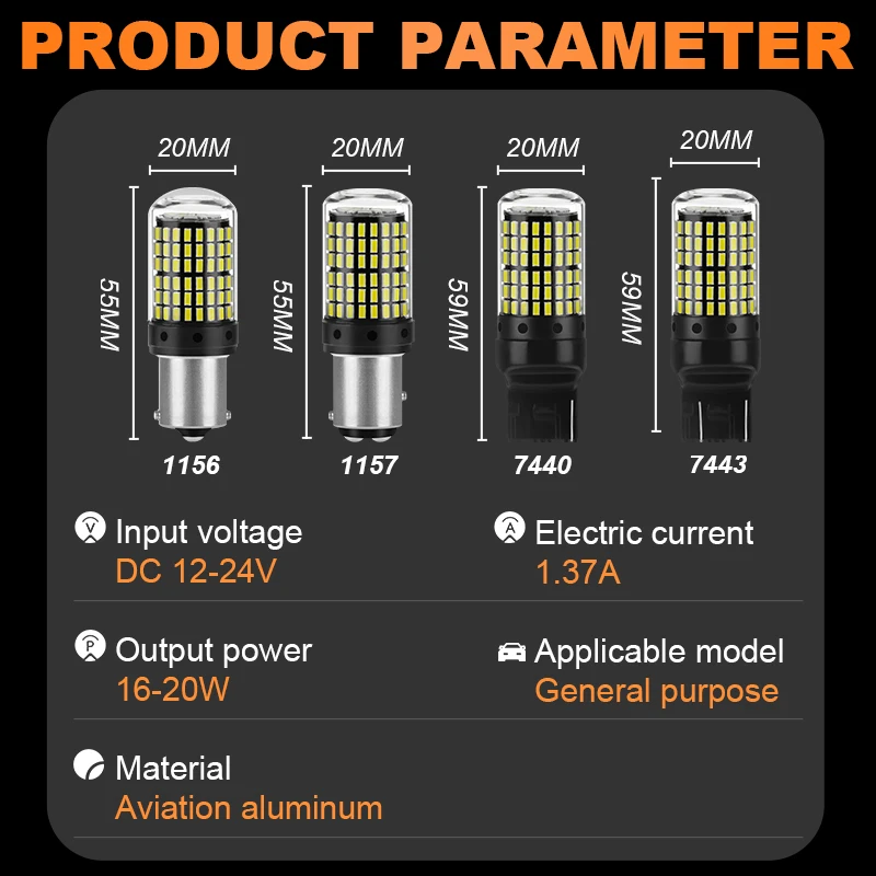 YiRui 2 Stück 12-24V Blinker BA15S P21W BAU15S PY21W 7440 W21W P21/5W – Bild 2