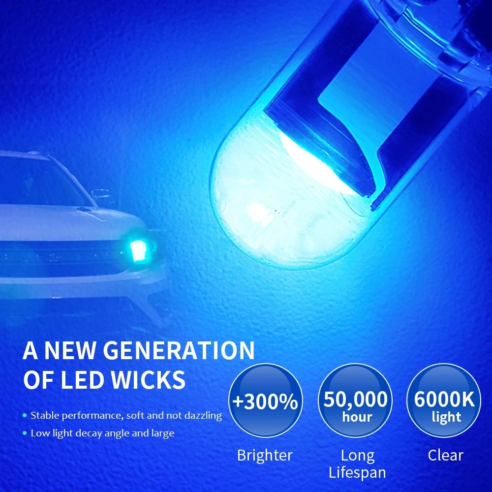 10X Neue W5W LED T10 Auto Lichter COB Glas Innen Teile Lampen Weiß eis – Bild 3