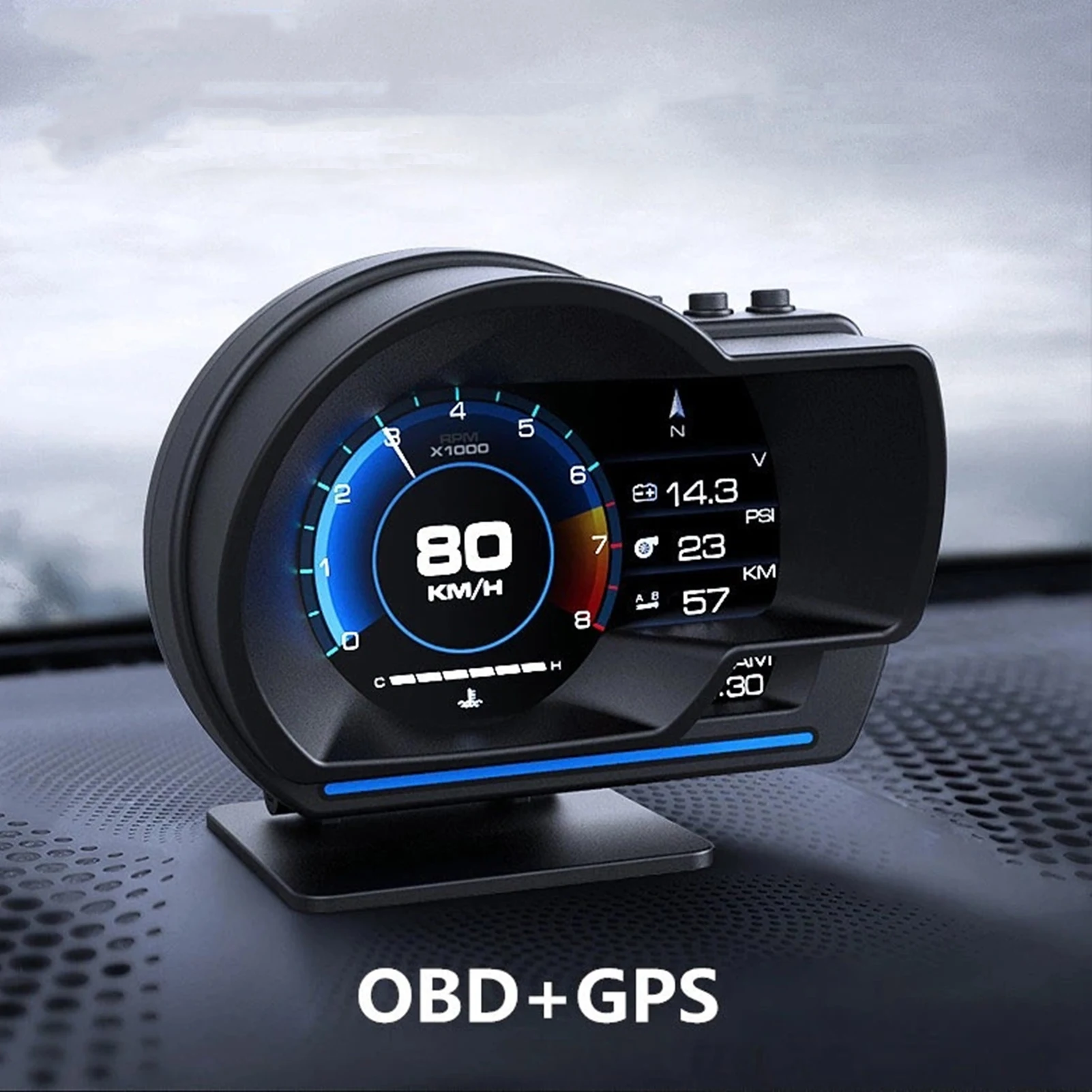 Digitaler Head-Up-Displayer, OBD2 + GPS, Geschwindigkeitswarnung, Head-Up-Display, intelligentes Messgerät