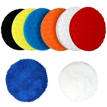 4/5/6 Zoll 8-teiliges Auto-Polierpad-Set, selbstklebende Polier- und Wachsschwämme, Wollpolierpads