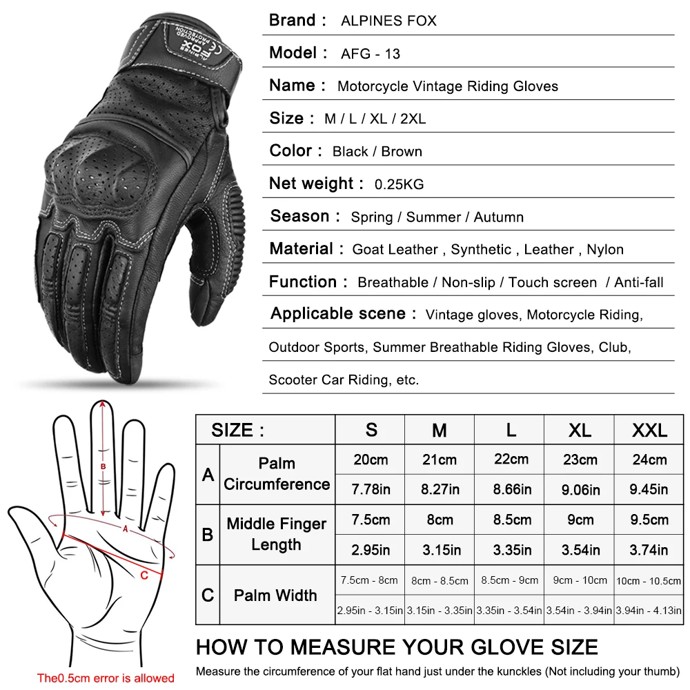Sommer Retro Perforierte Leder Motorrad Handschuhe Männer Frauen Voll – Bild 4