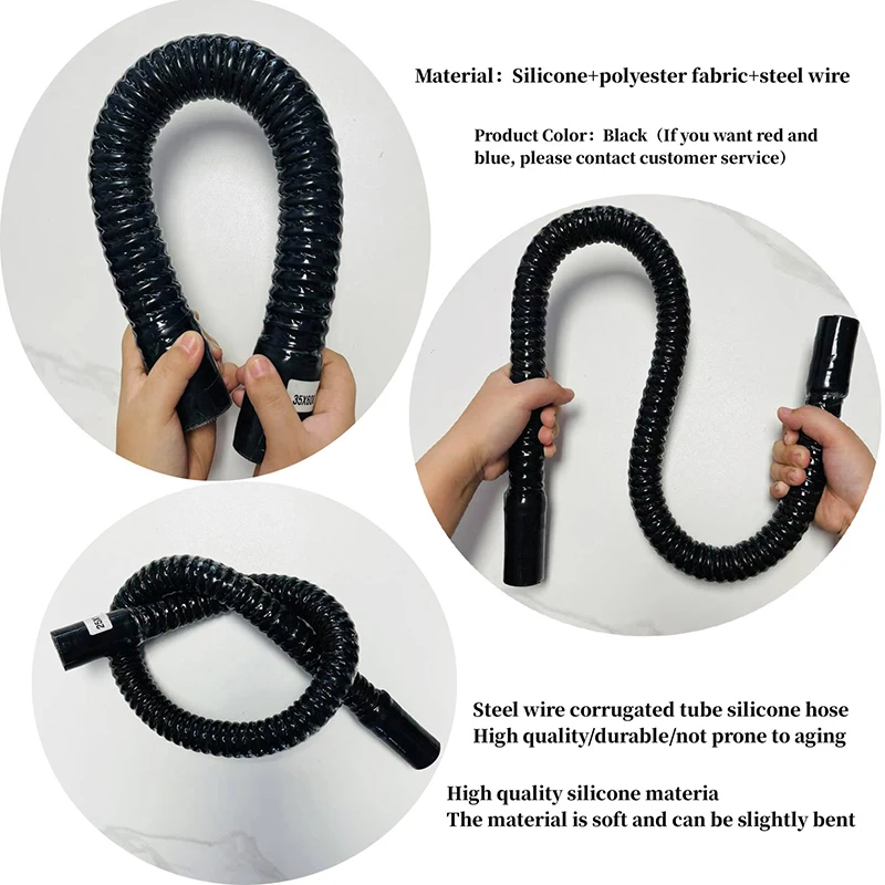 Schwarz Universal Auto Silikon Flexible Schlauch Lufteinlass Rohr – Bild 3