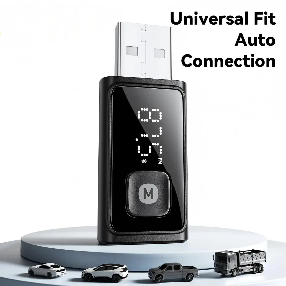 Bluetooth 5.4 FM-Transmitter Kabelloser Auto-Audioempfänger Freisprechanlage mit Mikrofon Auto-Stereo
