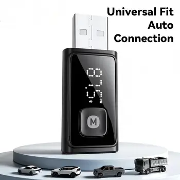 Bluetooth 5.4 FM-Transmitter Kabelloser Auto-Audioempfänger Freisprechanlage mit Mikrofon Auto-Stereo