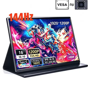 144Hz 16 Zoll tragbarer Monitor FHD IPS Bildschirm 1200P HDR 16:10 Display mit VESA-Halterung HDMI USB Type-C