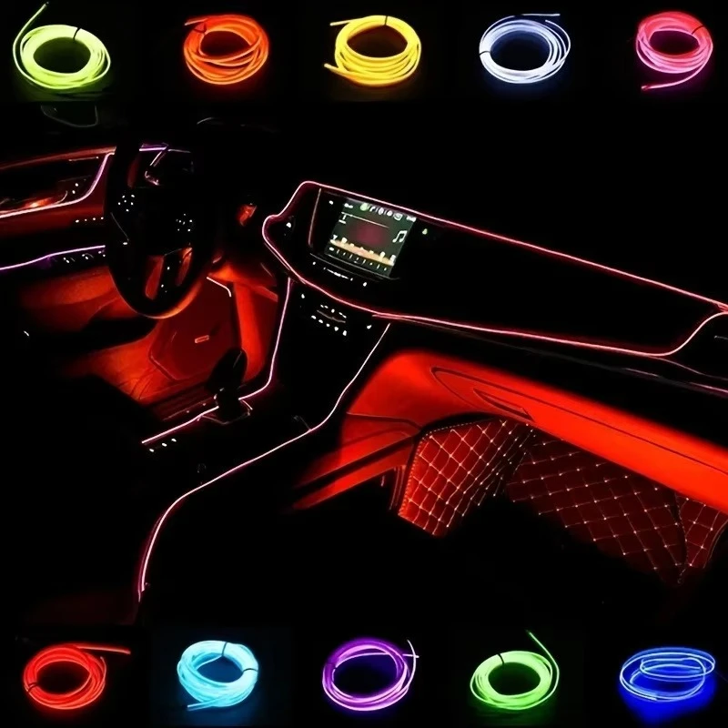 5M Autoumgebung El Wire LED USB Flexible Neon Innenbeleuchtung Auto – Bild 2