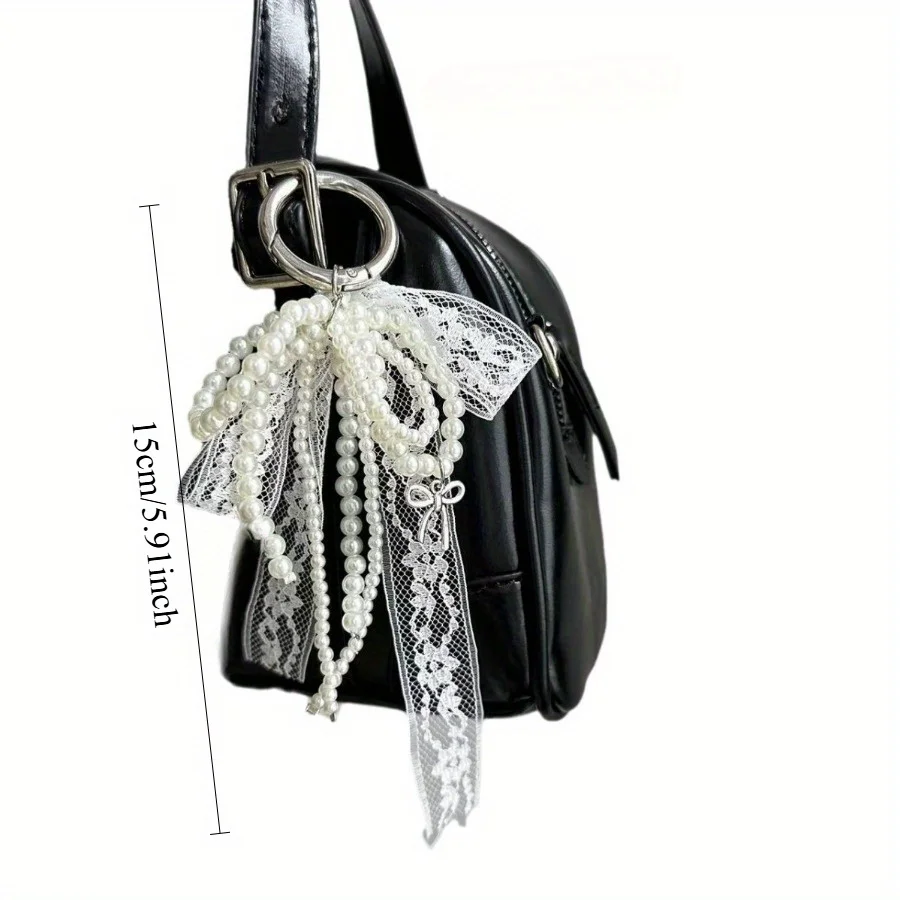 Perle Spitze Bogen Anhänger, modische Tasche Anhänger, Auto – Bild 2