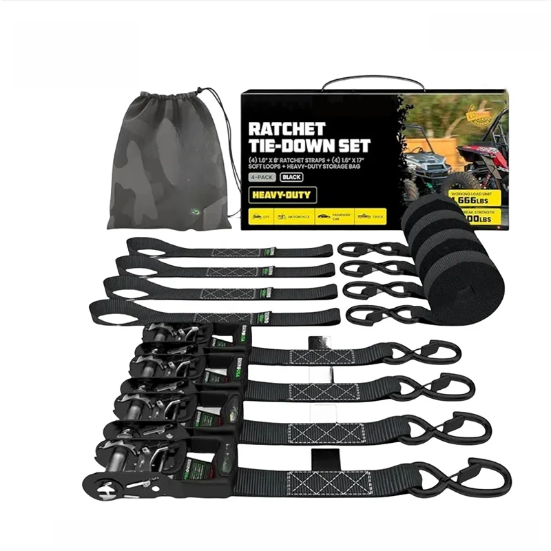 Ratsche Spannband Motorrad Feste Schwere Fracht Anhänger Transport Auto Spannseil Spannband Kit Ringförmigen
