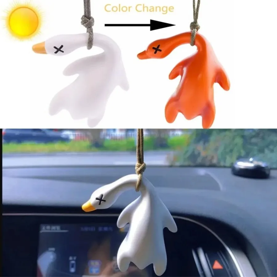 Farbwechsel Ente Auto Ornament Dekoration, Braten Ente Anhänger Schaukel Ente Auto Motorhaube Dekoration Ente