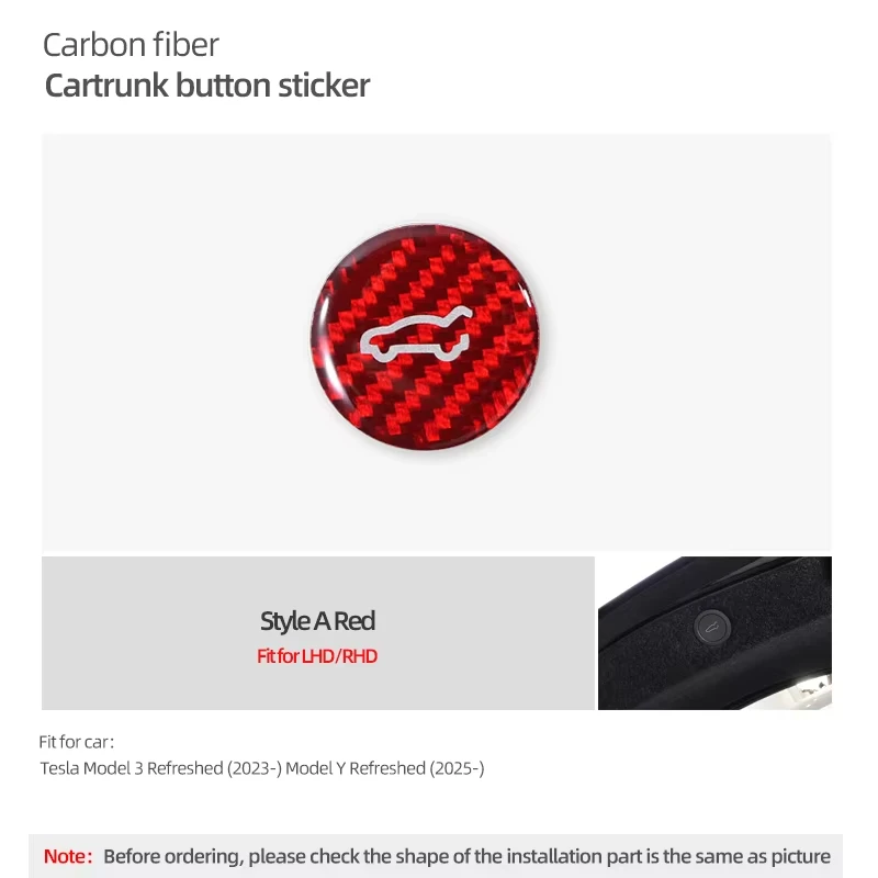 Tesla 2019-Modell 3 Highland 2024 Modell Y Juniper Carbon Fiber Hinten Stamm Schalter Taste Trim Aufkleber