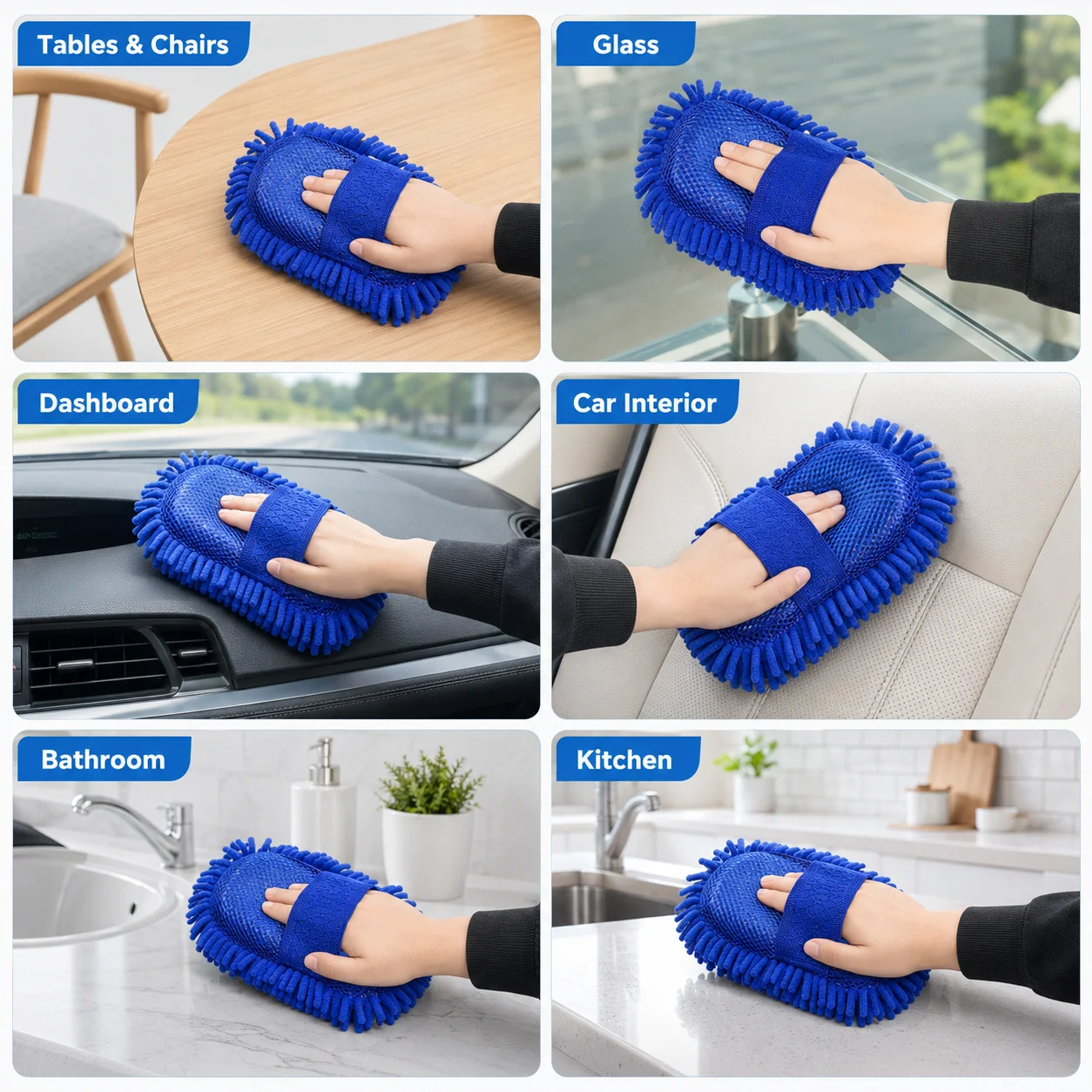 Mikrofaser-Chenille Auto-Waschhandschuh Schwamm Waschbürste Pad – Bild 6