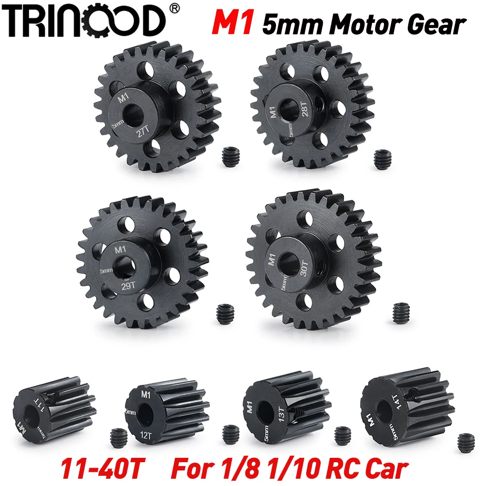 TRINOOD Stahl Metall Ritzel Motor Getriebe M1 5mm 11T 12T 13T 14T 27T 28T 29T 30T für 1/8 1/10 RC Modell Auto