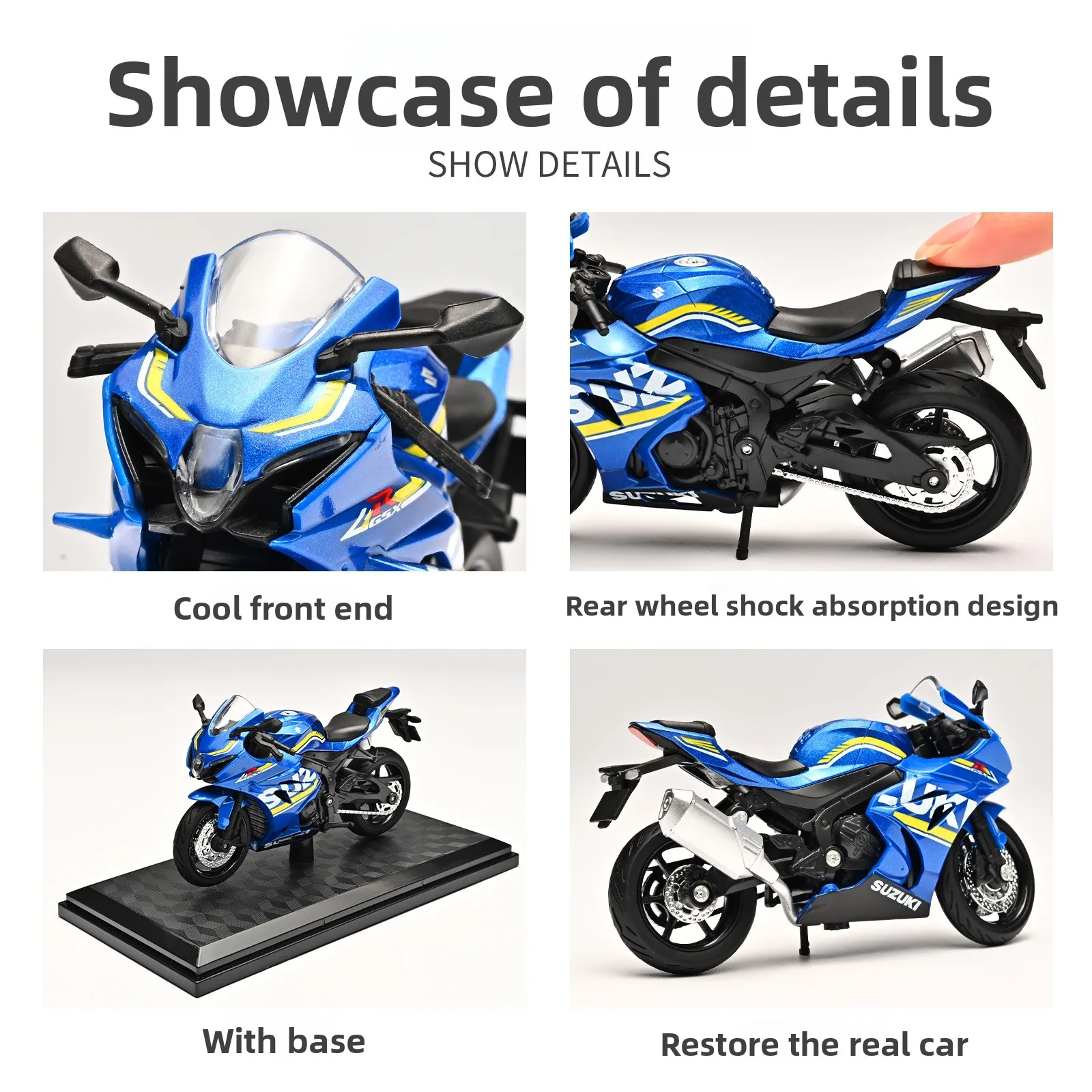 1:18 Hayabusa R1 GSX1000R CBR 1000RR Motorrad Modell Spielzeug – Bild 6