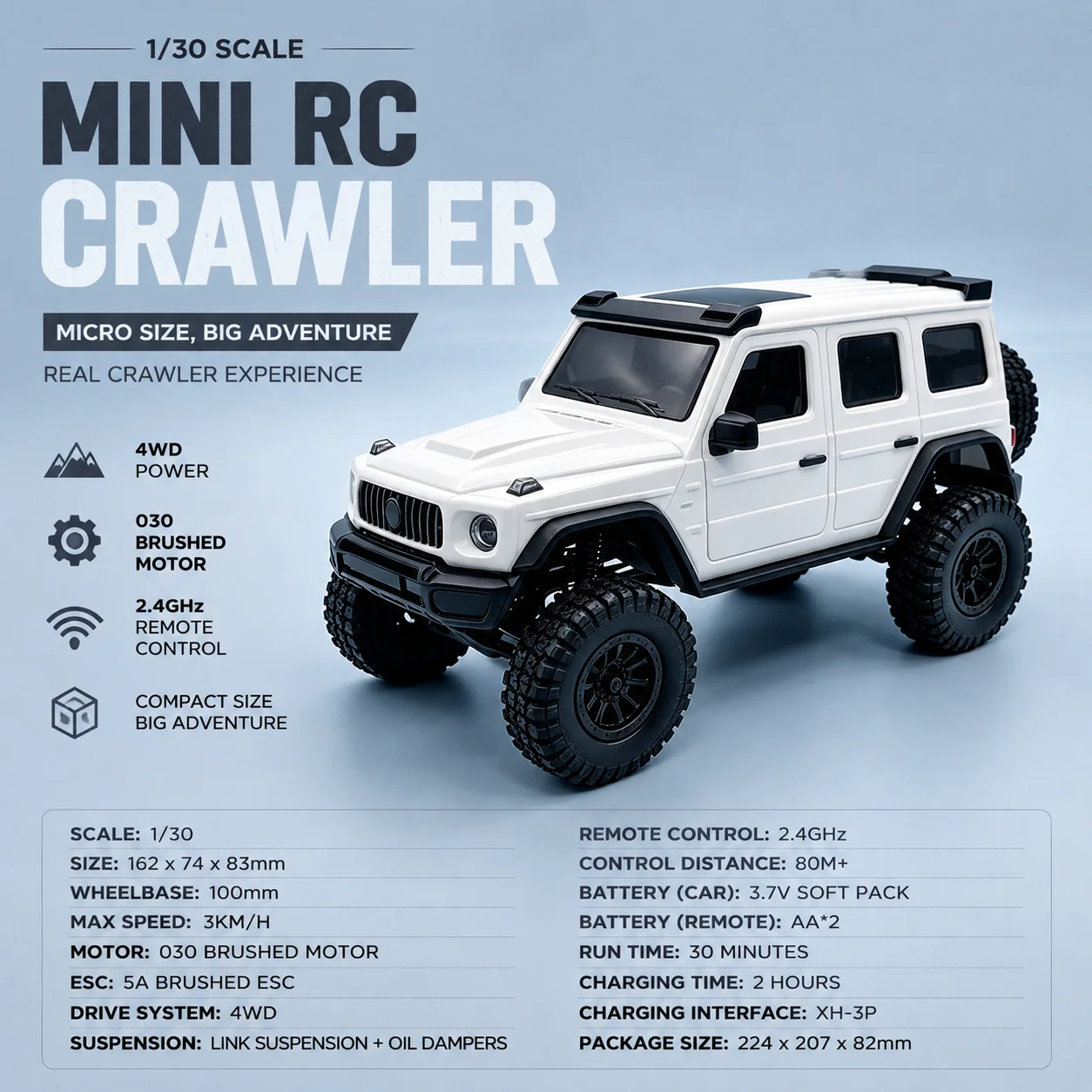 AX30 1:30 Mini RC Rock Crawler 4WD RTR Vollproportional Offroad-Modell – Bild 4