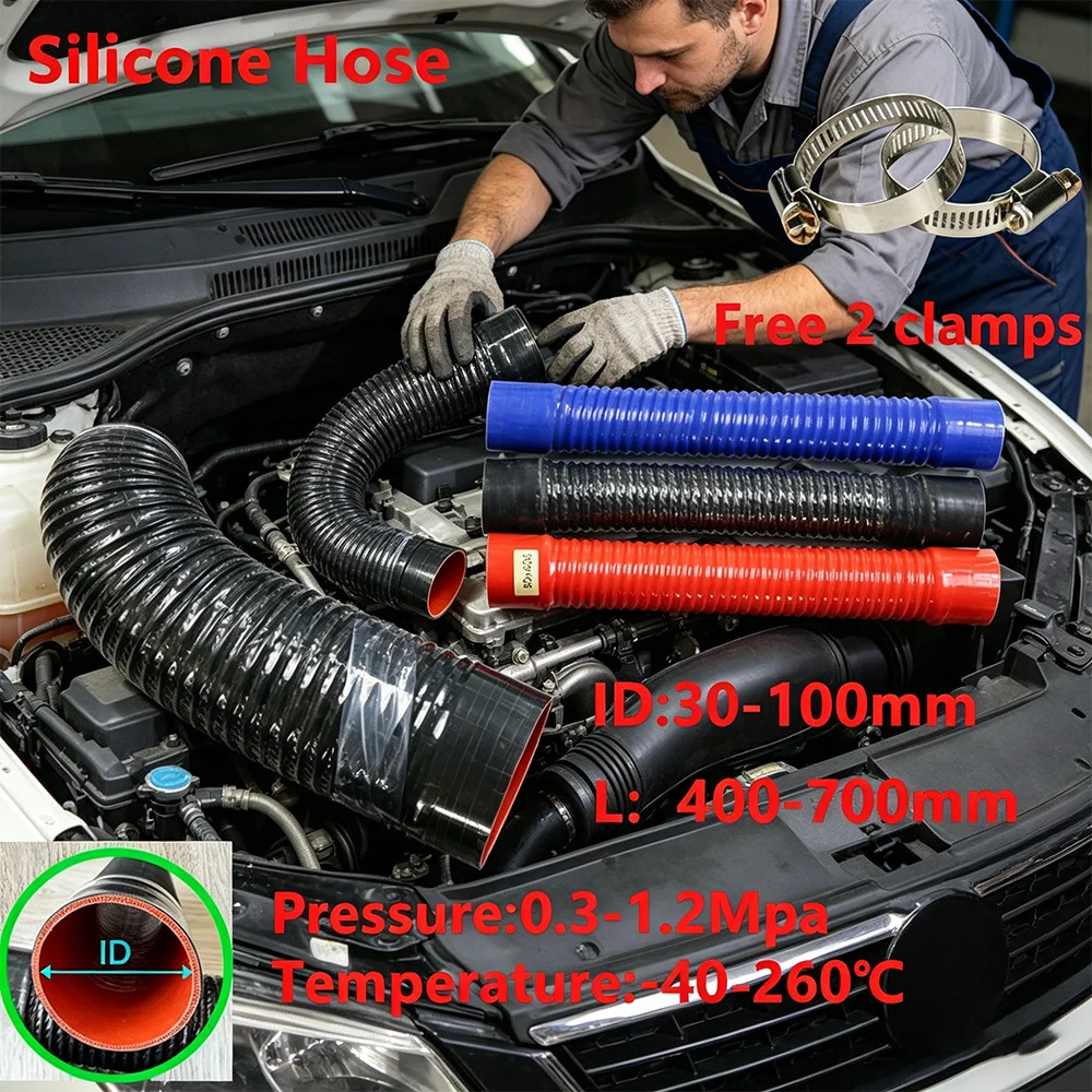 HQ Flexibler Silikonschlauch ID30-100mm L400-700mm, Hochtemperatur – Bild 5