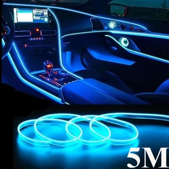 5M Autoumgebung El Wire LED USB Flexible Neon Innenbeleuchtung Auto Dekoratives Zubehör